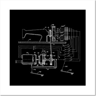 Driving Arrangements for Sewing Machine Vintage Patent Hand Drawing Posters and Art